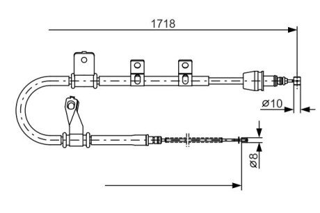 HYUNDAI Трос ручн.тормоза прав.Matrix 01- bosch 1987482075 на Hyundai Матрикс