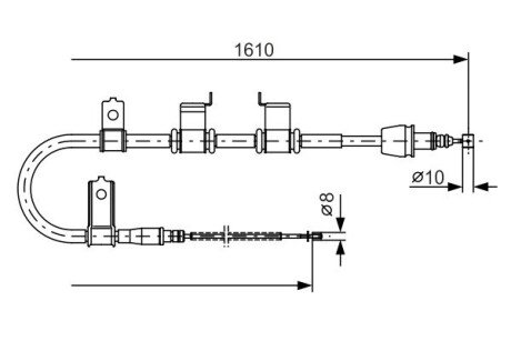 HYUNDAI трос ручного гальма лів.Getz bosch 1987482070