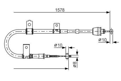 HYUNDAI Трос ручного тормоза прав.Elantra 00- bosch 1987482167 на Hyundai Элантра xd