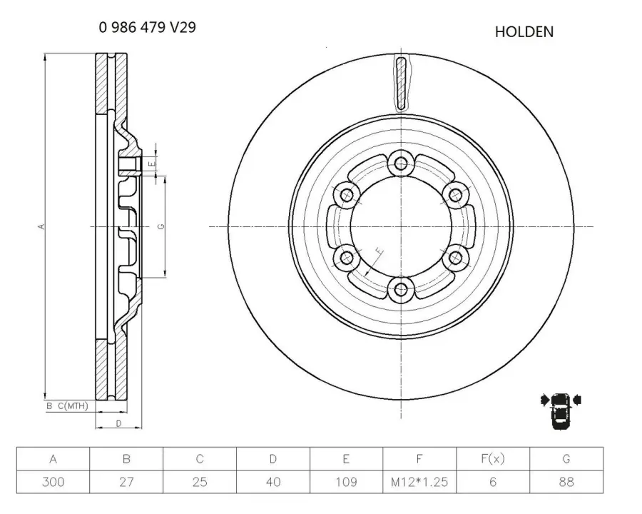 BOSCH ISUZU Гальмівний диск передн. D-MAX I, D-MAX II Bosch 0986479V29 (фото 1)