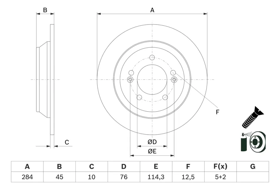 BOSCH KIA Диск гальмівний задн. CARENS IV 13- Bosch 0986479G28 (фото 1)
