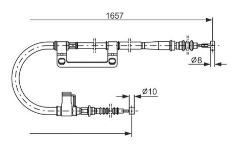 MAZDA Трос ручного тормоза лев.626 92- bosch 1987477502