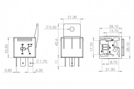 Микро реле 5-конт. 24V 20A bosch 0986AH0253
