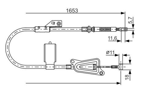 NISSAN Трос ручного тормоза лев.Almera 01- ABS bosch 1987477915