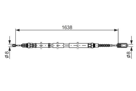 PEUGEOT Трос ручного тормоза промеж. 605 bosch 1987477688