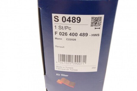 RENAULT Фильтр воздушный Megane 1,2TCe/1,6 16V 15- bosch F026400489