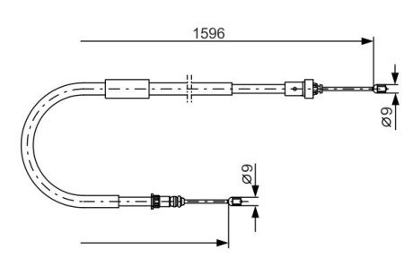 RENAULT Трос ручного тормоза задн. прав. CLIO (III) 06- 1596/1498 мм bosch 1987482334