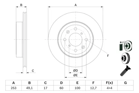 BOSCH SUZUKI Диск тормозной передн.Ignis,Wagon,Opel bosch 0986479E75