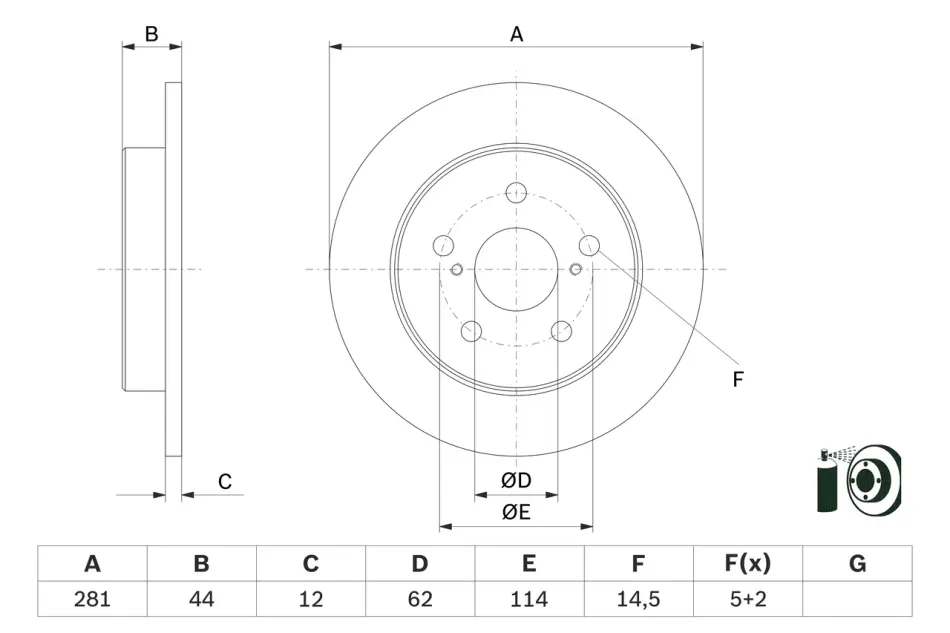 BOSCH TOYOTA Диск торм. задний Camry 17-, RAV-4 18-, C-HR Bosch 0986479E91 (фото 1)