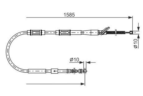 TOYOTA Трос ручного тормоза лев.Corolla 91- (бараб.) bosch 1987477413 на Тойота Королла е110