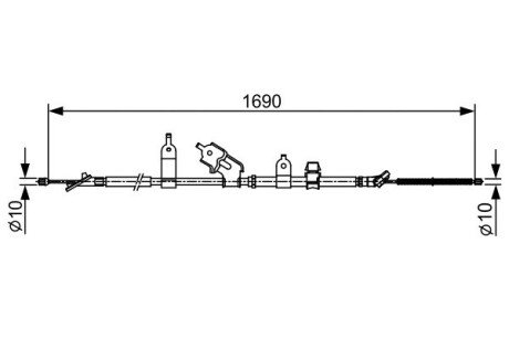 TOYOTA Трос ручного тормоза прав. YARIS / VIOS седан 1.3 06- bosch 1987482443