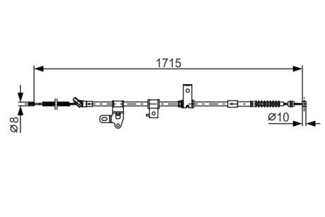 Трос ручного тормоза прав.TOYOTA PRIUS -09 bosch 1987482348