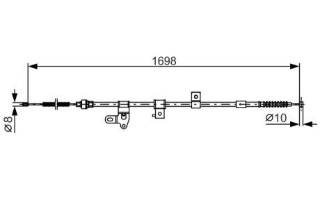 Трос торм. прав. TOYOTA Corolla -07 bosch 1987482346 на Тойота Королла е120