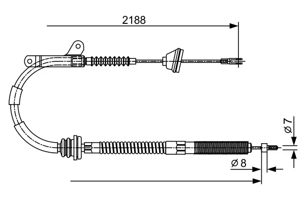 BOSCH VOLVO Трос ручного тормоза задн. лев.740 bosch 1987477879