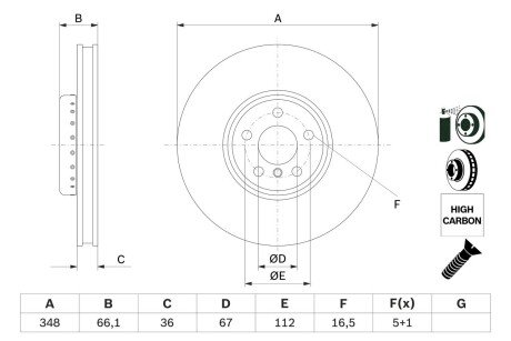 ДИСК ПЕРЕДНIЙ ПРАВИЙ COMPOUND bosch 0986479F59