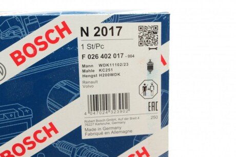 Фильтр топливный bosch F026402017