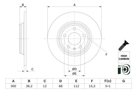 Гальмівний диск AUDI/VW A4/A6/A8/Q5 \'\'F D318mm \'\'15>> bosch ""0986479E33" на Ауди A6 C8