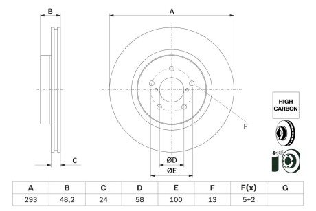 Вентильований гальмівний диск bosch 0986479H28