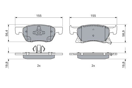Передні тормозні (гальмівні) колодки bosch 0986424989