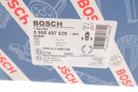Колодки ручного (стоячого) гальма bosch 0986487629
