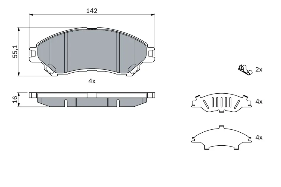Передние тормозные колодки bosch 0986494742