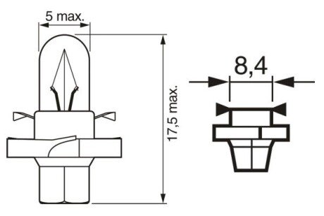 Лампа 12V 1,2W BX8,4d Pure Light bosch 1 987 302 235