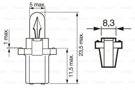 Лампа 24V BAX24V 1.2W B8.3d (пр-во) bosch 1 987 302 515