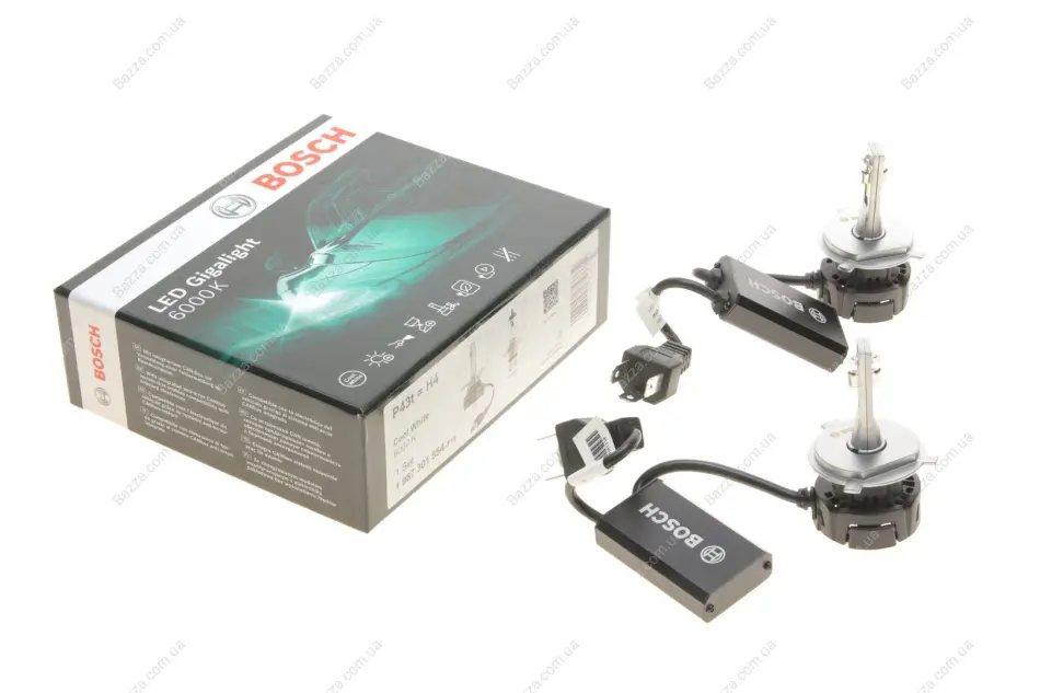 Лампа светодиодная LED Gigalight P43t (H4) 12 V 30 W Duobox cool Bosch 1987301554 (фото 1)
