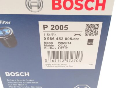 Масляный фильтр bosch 0986452005