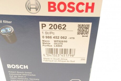 Масляный фильтр bosch 0986452062