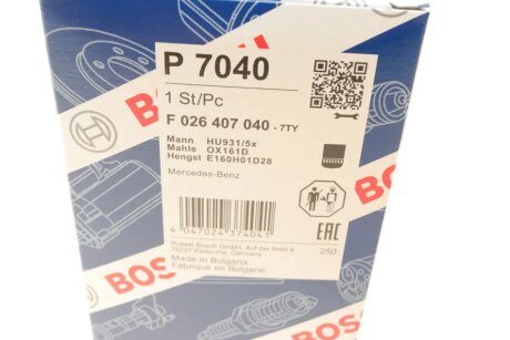 Масляний фільтр bosch F026407040