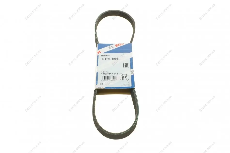 Пасок поліклиновий Chevrolet Lanos 04- Daewoo Nexia 95- Ford Focus II 08-11, Mondeo I 93-96/ II 96-00 Mitsubishi Lancer (CB) 92-96 Opel Astra G 98-05 Subaru Legacy (B13) 03-09 bosch 1 987 947 911