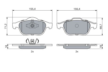 Передні тормозні (гальмівні) колодки bosch 0986424443 на Рено Сценик 2