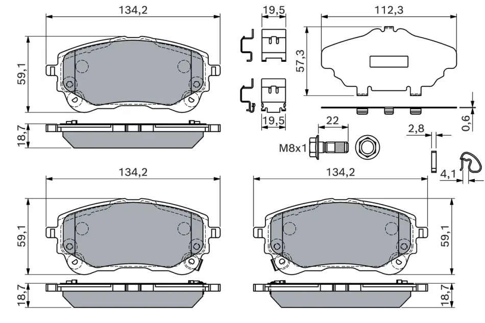 Передні тормозні (гальмівні) колодки Bosch 0986460149 (фото 1)