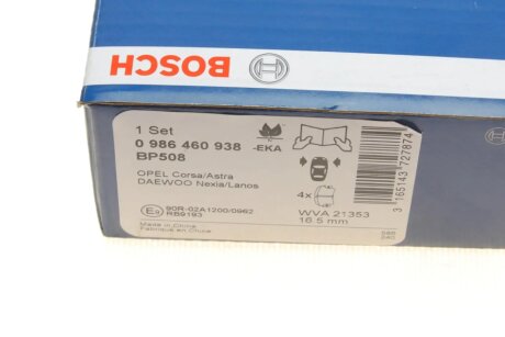 Передние тормозные колодки bosch 0986460938