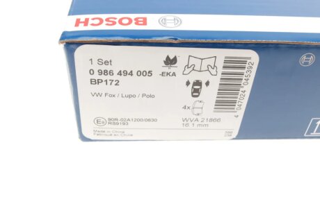 Передние тормозные колодки bosch 0986494005