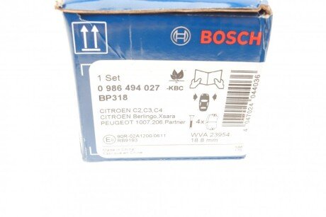 Передні тормозні (гальмівні) колодки bosch 0 986 494 027