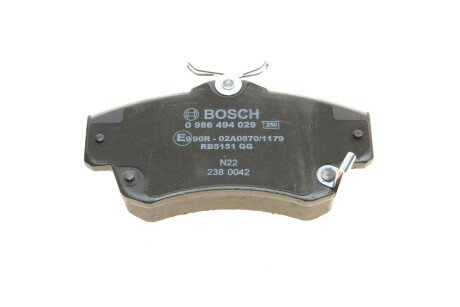 Передні тормозні (гальмівні) колодки bosch 0986494029