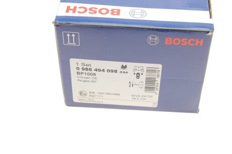 Передние тормозные колодки bosch 0986494098