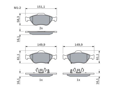 Передні тормозні (гальмівні) колодки bosch 0 986 494 101