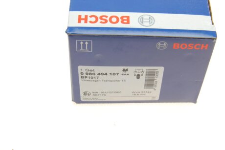 Передні тормозні (гальмівні) колодки bosch 0986494107