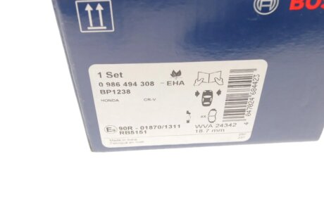 Передние тормозные колодки bosch 0986494308