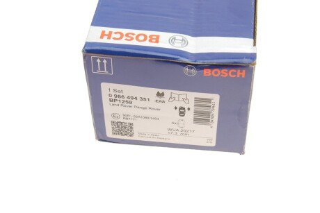 Передние тормозные колодки bosch 0 986 494 351