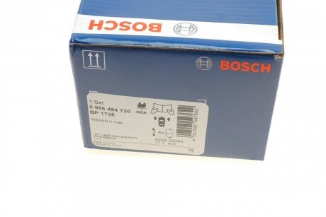 Передні тормозні (гальмівні) колодки bosch 0 986 494 720