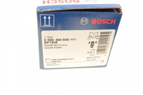 Передние тормозные колодки bosch 0 986 494 936