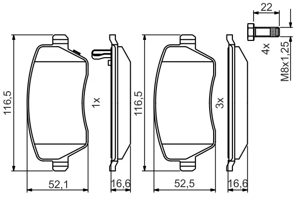 Передние тормозные колодки bosch 0986495485