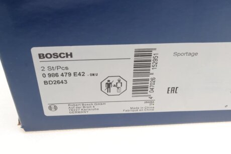 Передний тормозной диск bosch 0986479E42