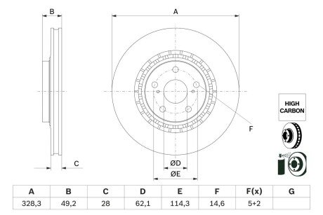 Передний тормозной диск bosch 0 986 479 G63 на Лексус Es 350