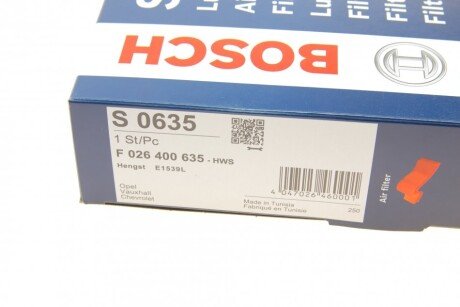 ПОВІТРЯНИЙ ФІЛЬТР bosch F026400635