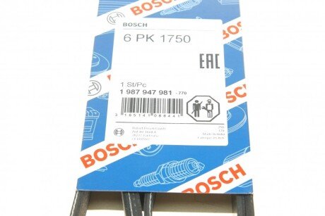 Ремень поликлин. 6PK1750 bosch 1 987 947 981